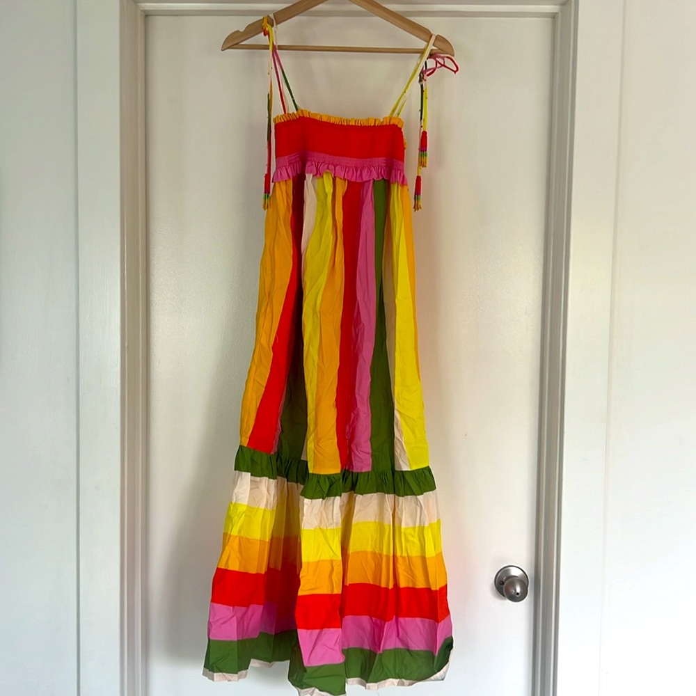 NWT Farm Rio Anthropologie neon summer striped sundress - XS - Picture 2 of 9